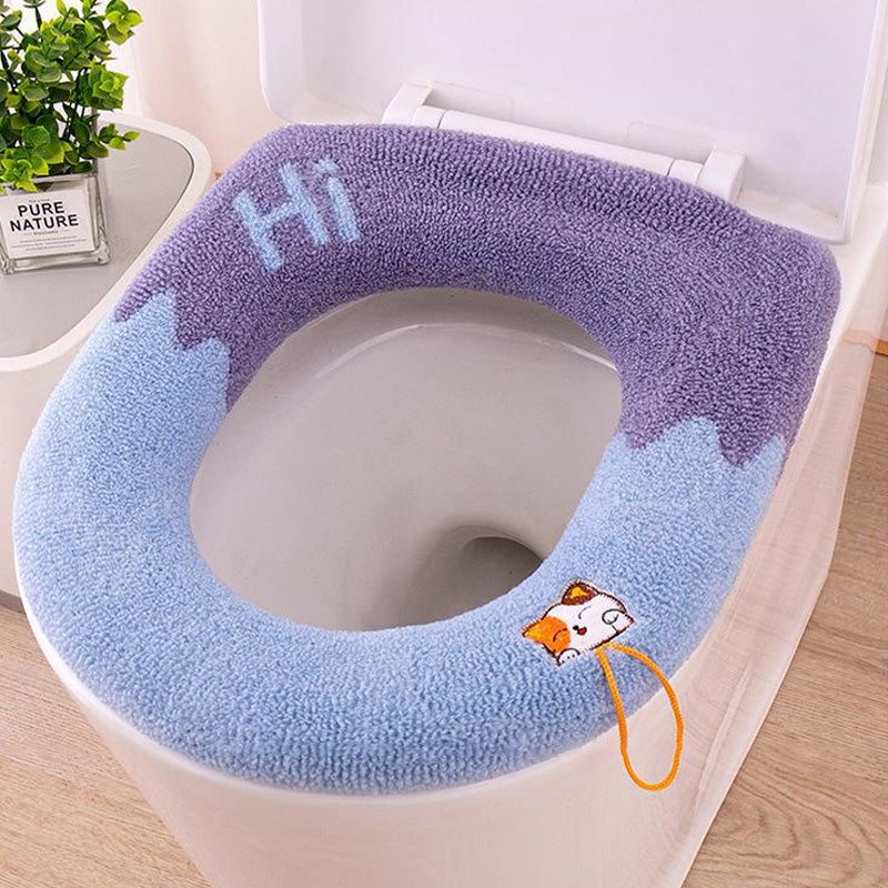 Housse de Siège de Toilette Tricotée Douce, Chaude, Universelle et Lavable avec Poignée