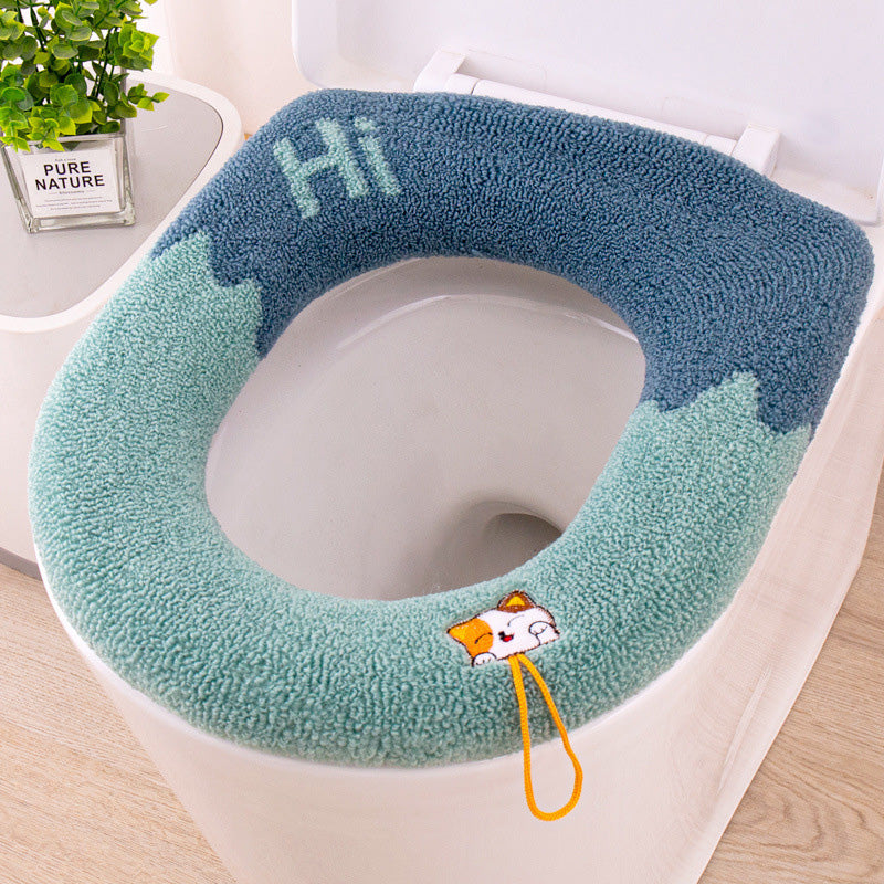 Housse de Siège de Toilette Tricotée Douce, Chaude, Universelle et Lavable avec Poignée