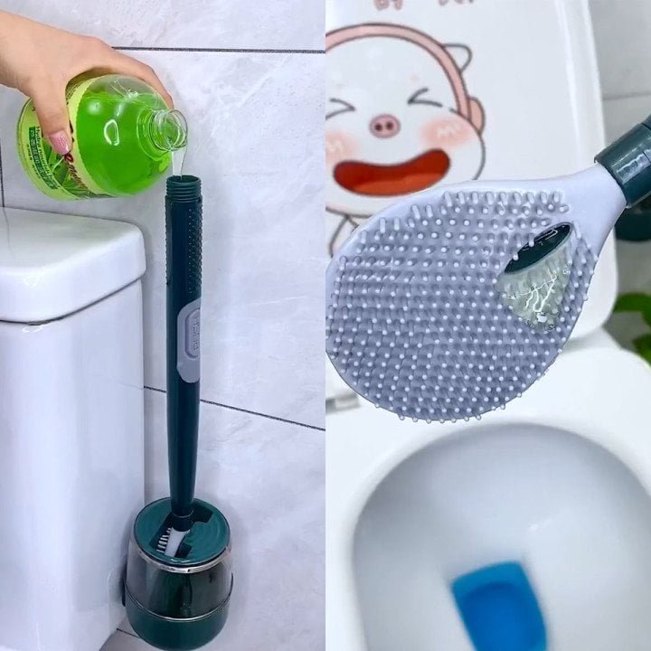 vendre à un prix très bas✨ Brosse de toilette domestique en silicone à longues mains