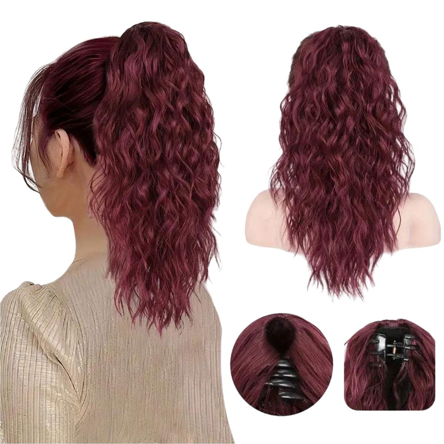 ⏳Réduction limitée de 50%🎁18 Inch Curly Wavy Frizzy Hair Extension with Ponytail