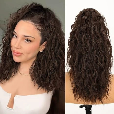 ⏳Réduction limitée de 50%🎁18 Inch Curly Wavy Frizzy Hair Extension with Ponytail