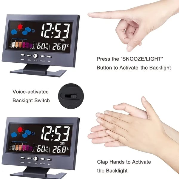 ✨⏰ Promotion du dernier jour 50% 🔥 Moniteur numérique de température et d'humidité à LED prévisions météo compteur à LED réveil