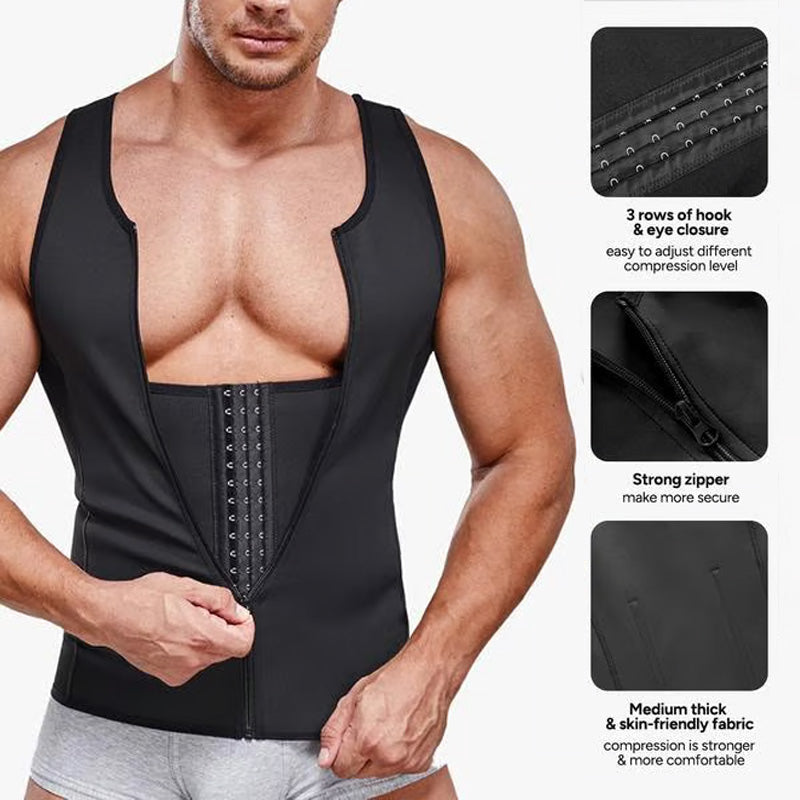 Gilet d'entraînement avec effet ventre plat et fermeture éclair pour homme