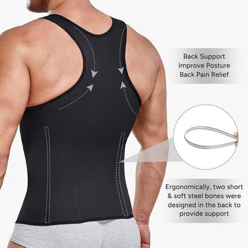 Gilet d'entraînement avec effet ventre plat et fermeture éclair pour homme