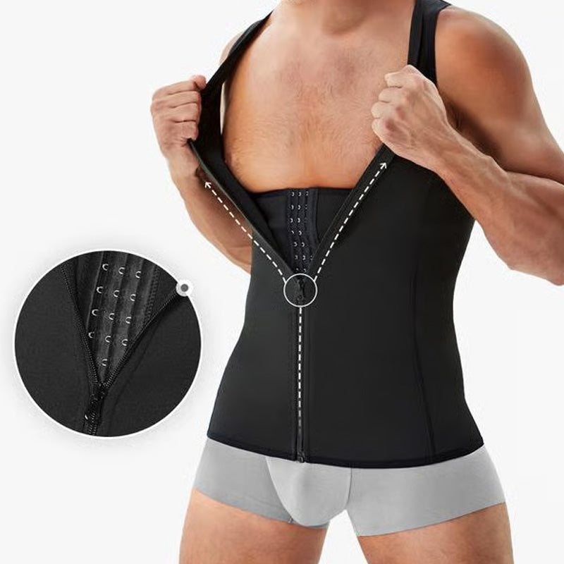 Gilet d'entraînement avec effet ventre plat et fermeture éclair pour homme