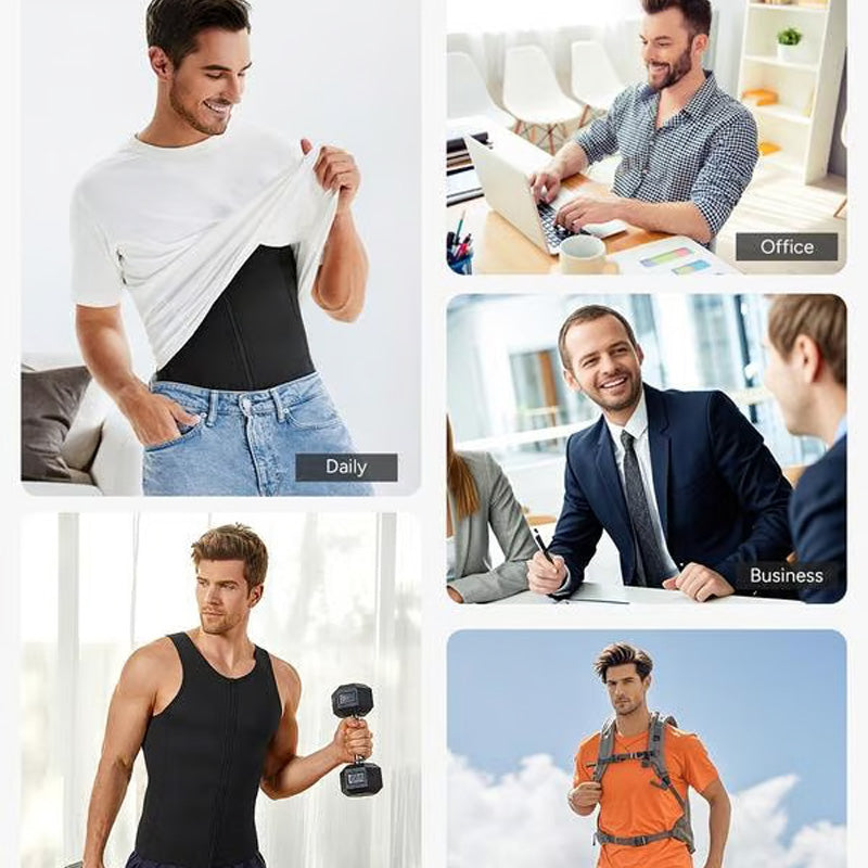 Gilet d'entraînement avec effet ventre plat et fermeture éclair pour homme