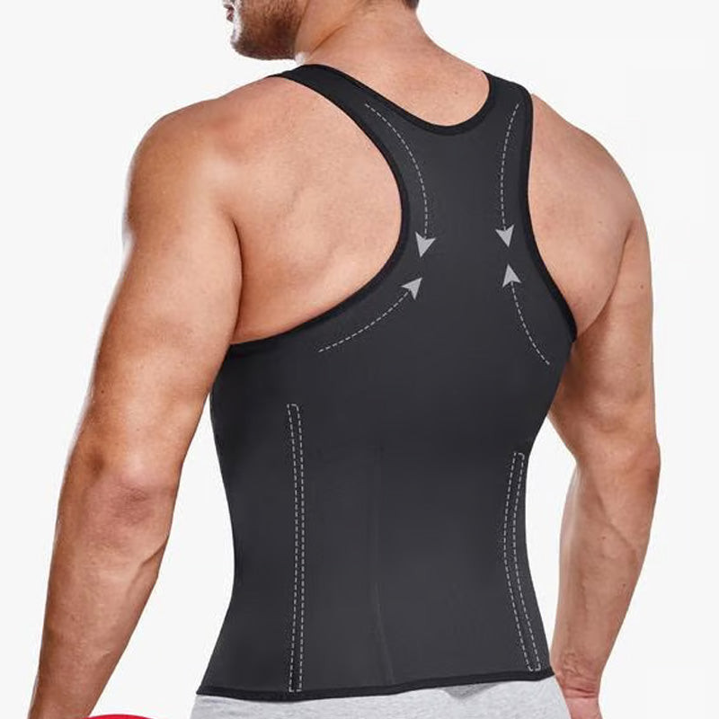 Gilet d'entraînement avec effet ventre plat et fermeture éclair pour homme