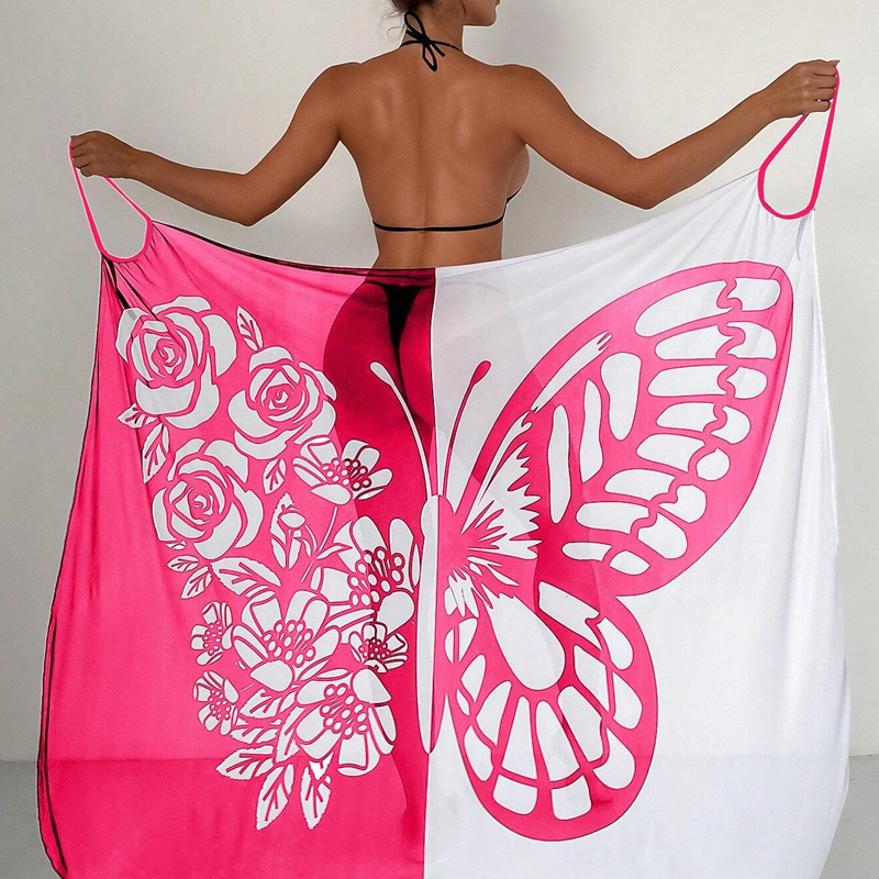 Cache-maillot de bain imprimé papillon pour femme