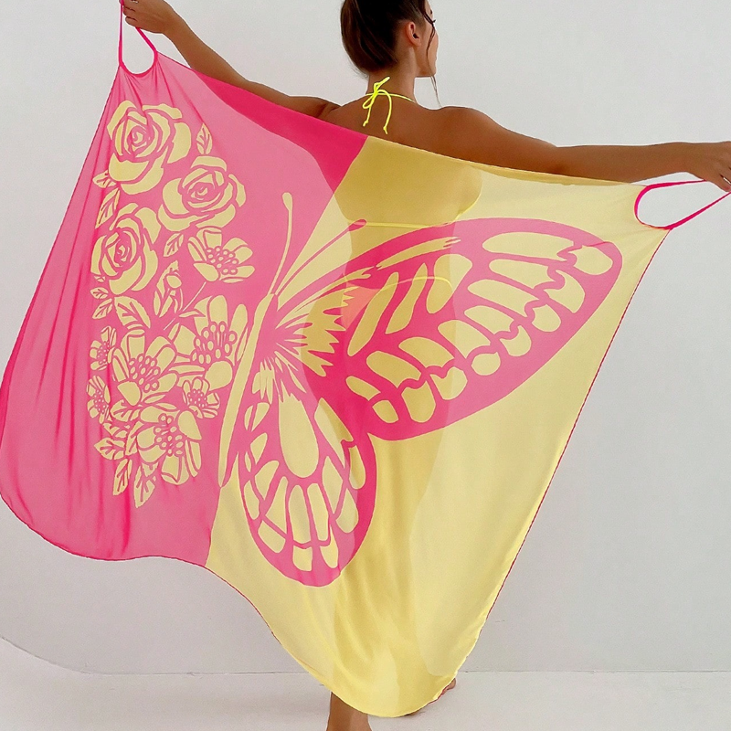 Cache-maillot de bain imprimé papillon pour femme