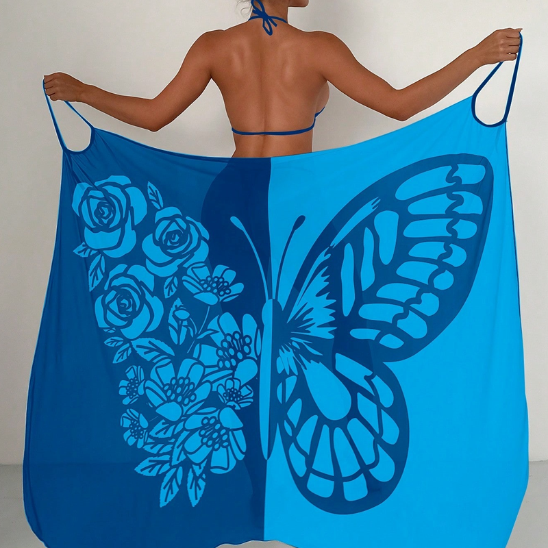 Cache-maillot de bain imprimé papillon pour femme