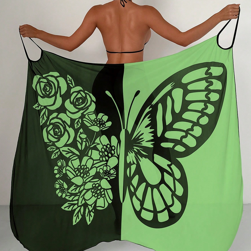 Cache-maillot de bain imprimé papillon pour femme