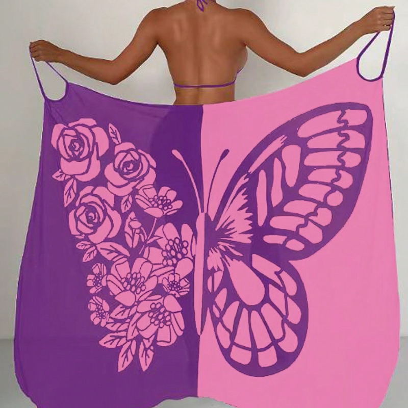 Cache-maillot de bain imprimé papillon pour femme
