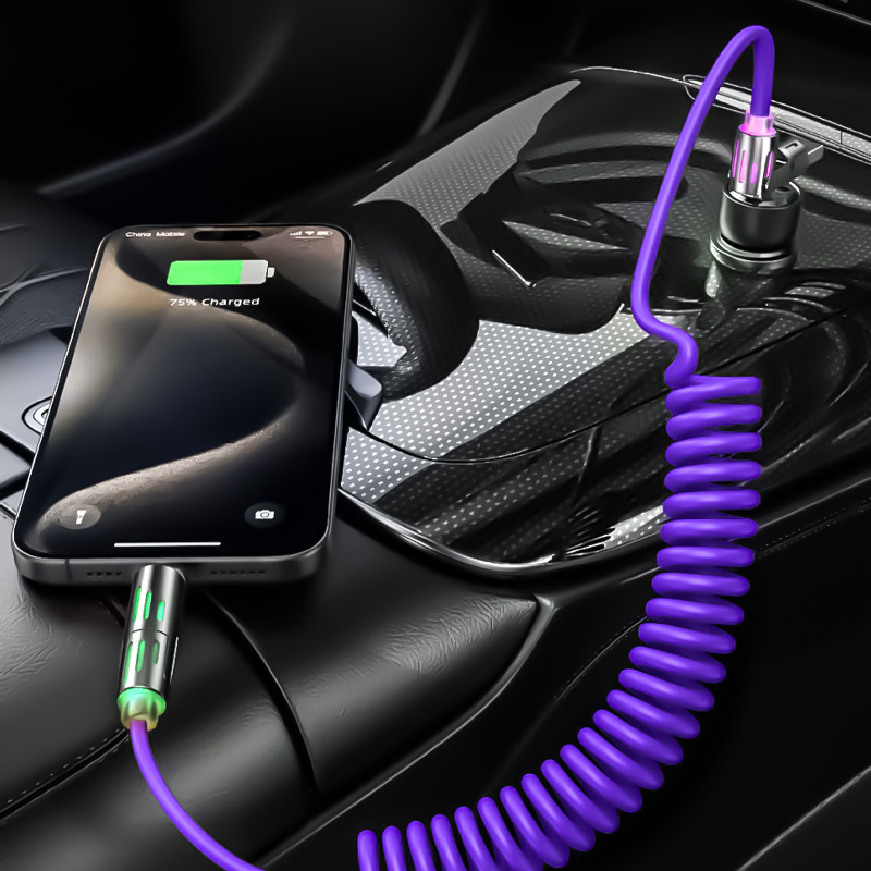 Câble de chargement de voiture rétractable compact 4 en 1