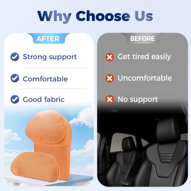 Appui-tête et coussin lombaire confortables pour la voiture