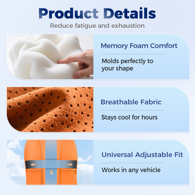 Appui-tête et coussin lombaire confortables pour la voiture