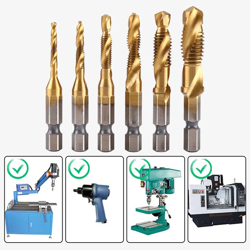 Kit de 6 tarauds hélicoïdaux composés polyvalents