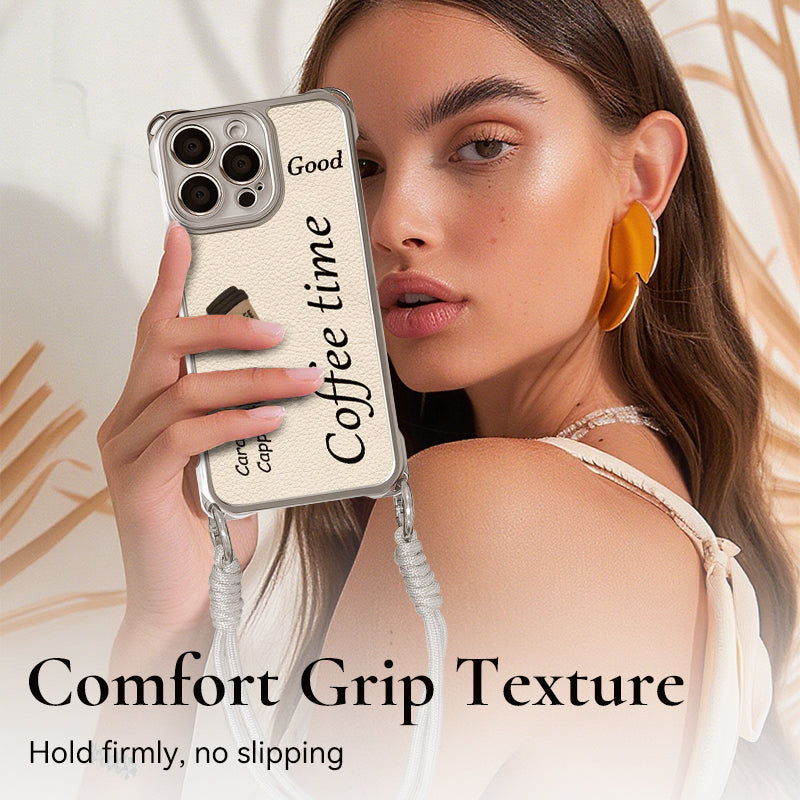 Coque de Téléphone Adorable avec Poupée 3D Café et Lanière