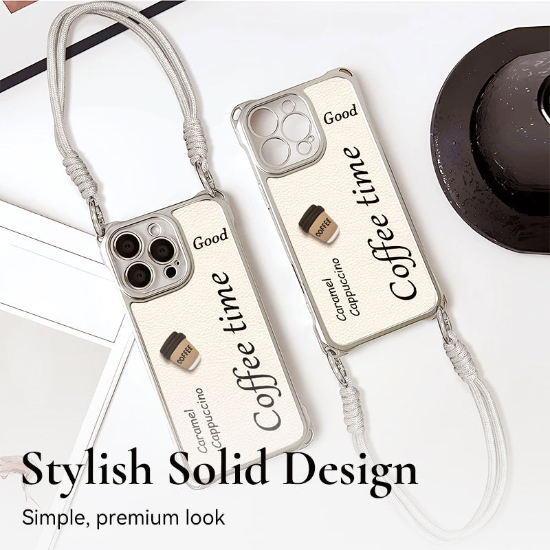 Coque de Téléphone Adorable avec Poupée 3D Café et Lanière