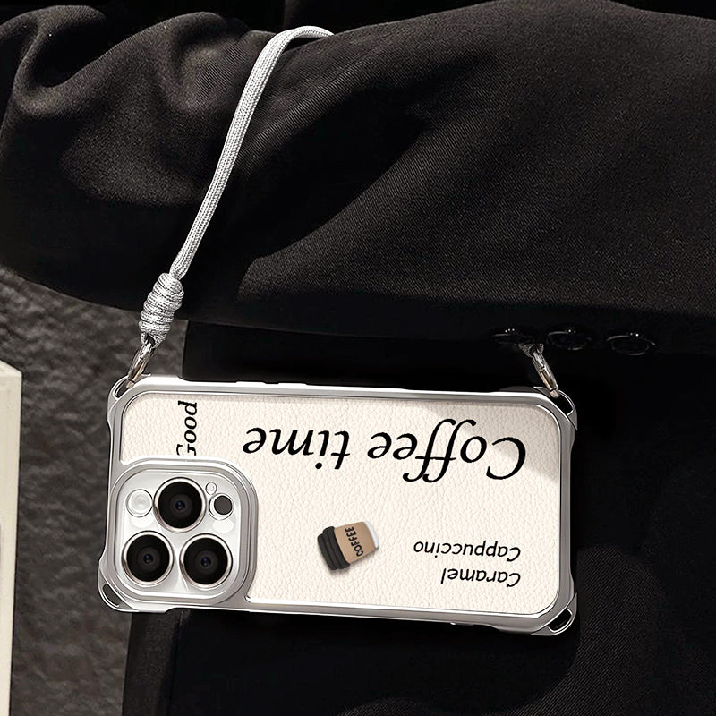 Coque de Téléphone Adorable avec Poupée 3D Café et Lanière