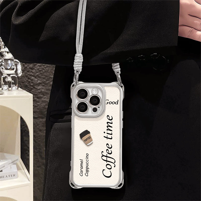 Coque de Téléphone Adorable avec Poupée 3D Café et Lanière