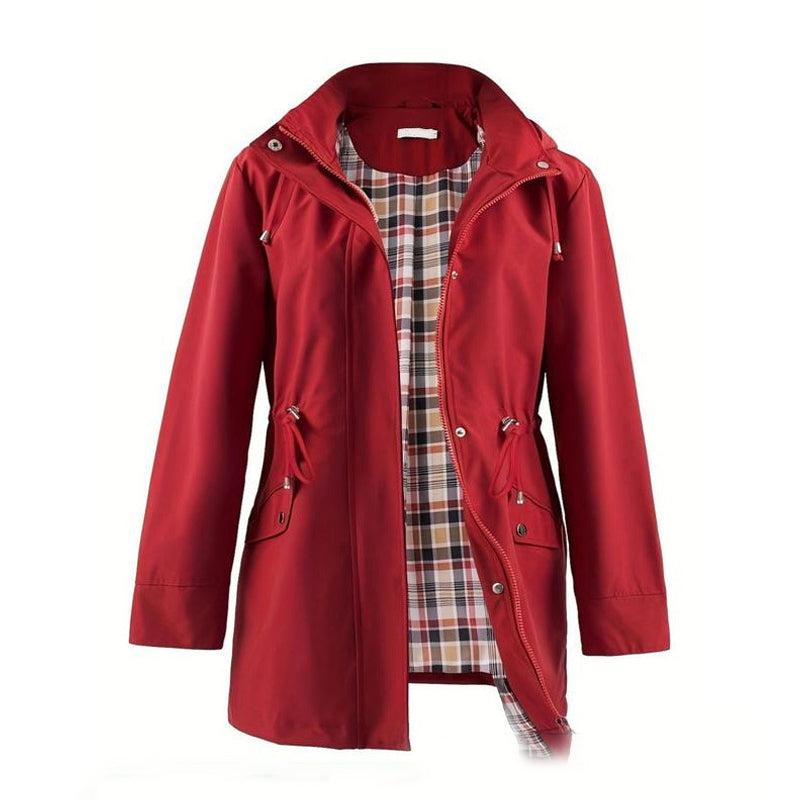 Windbreaker à Capuche Amovible avec Cordon Taille Ajustable