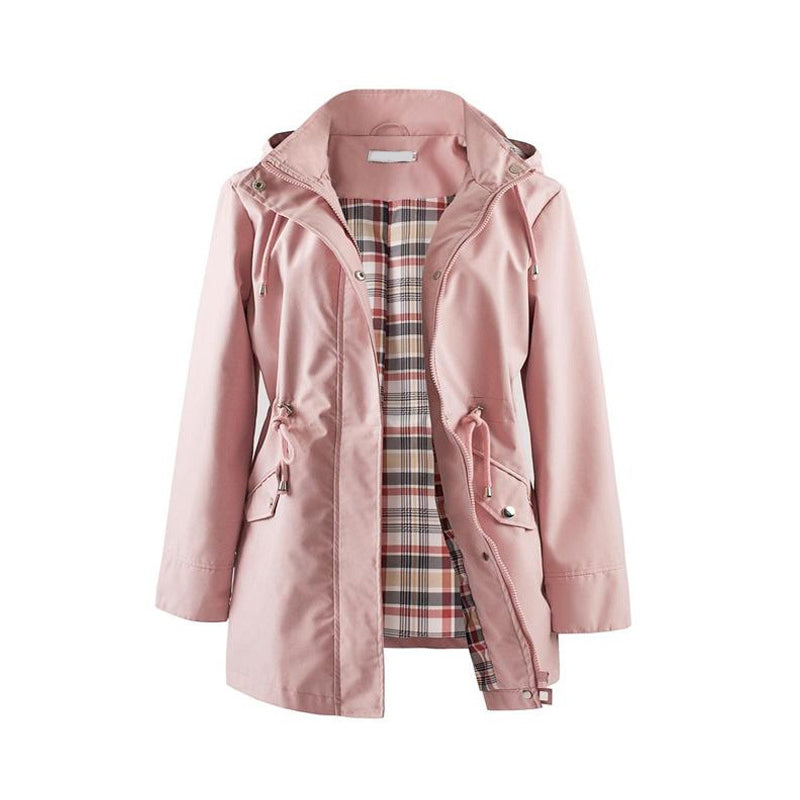 Windbreaker à Capuche Amovible avec Cordon Taille Ajustable