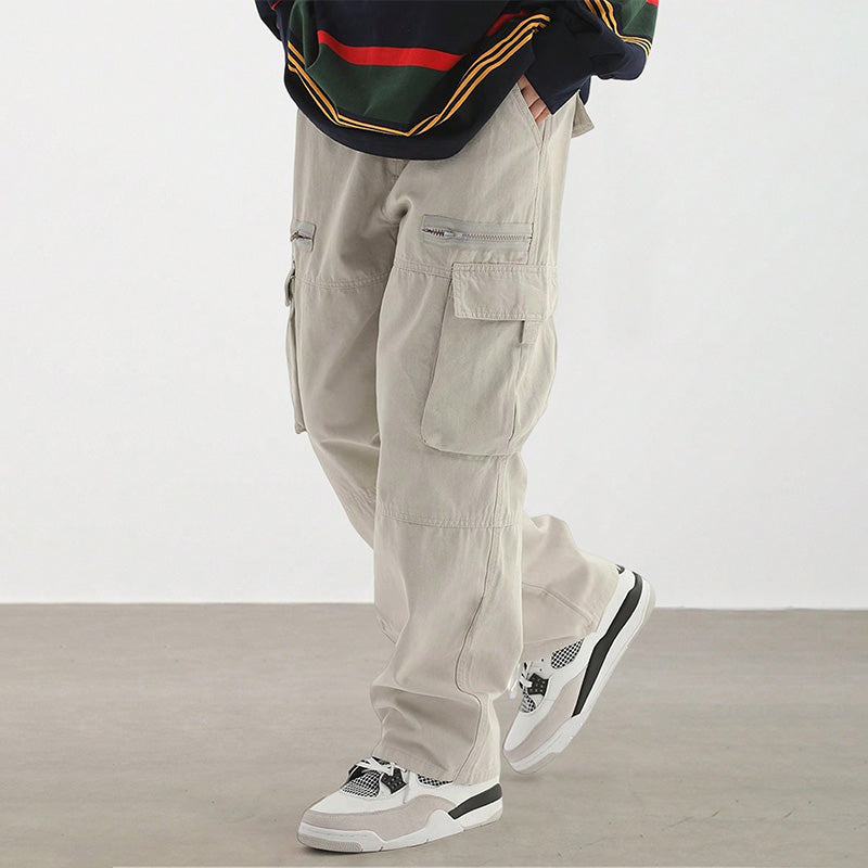 Pantalon tendance à coupe ample avec multi-poches pour homme