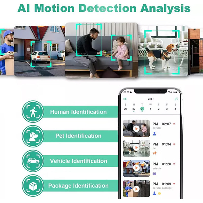 Caméra de Surveillance Extérieure Sans Fil 1080P WiFi