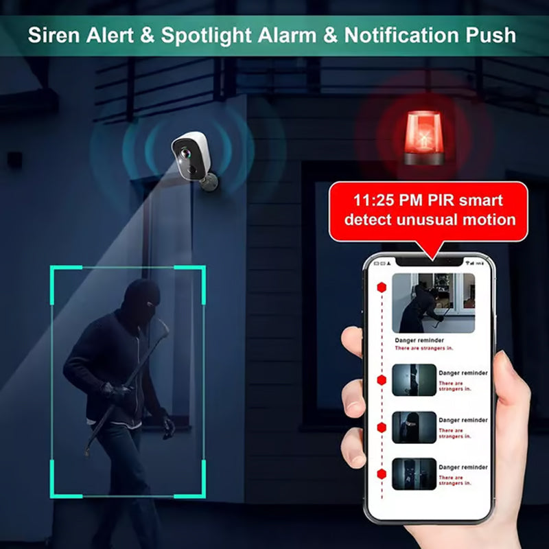 Caméra de Surveillance Extérieure Sans Fil 1080P WiFi
