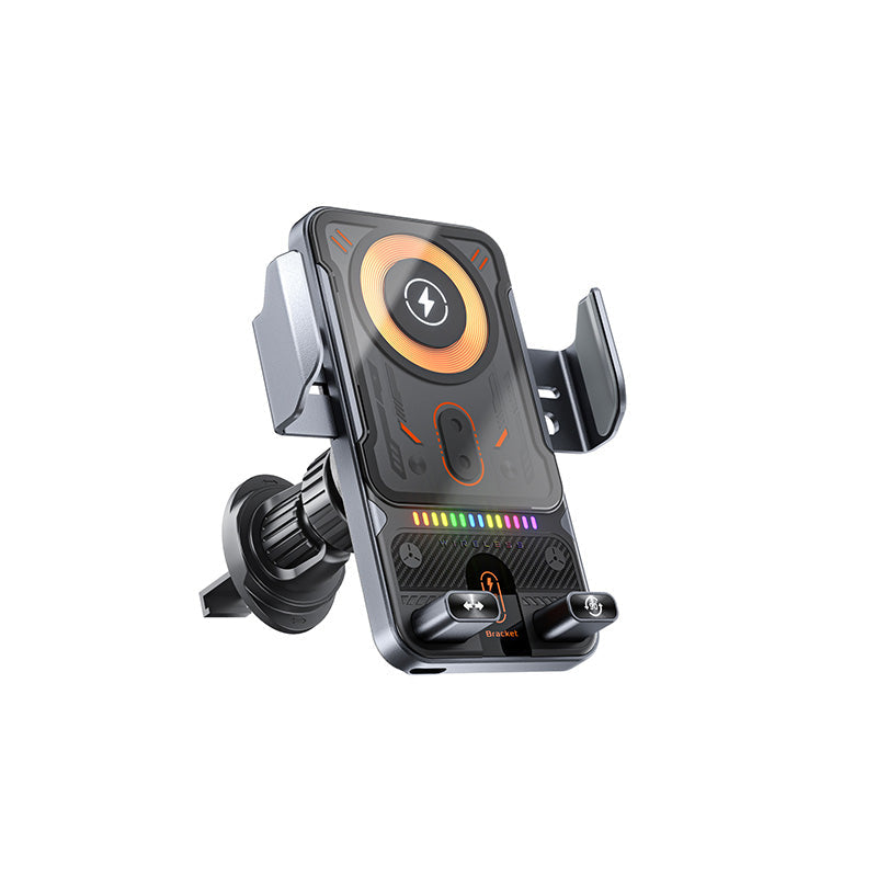 Support de téléphone rotatif intelligent et chargeur sans fil 2-en-1 pour voiture