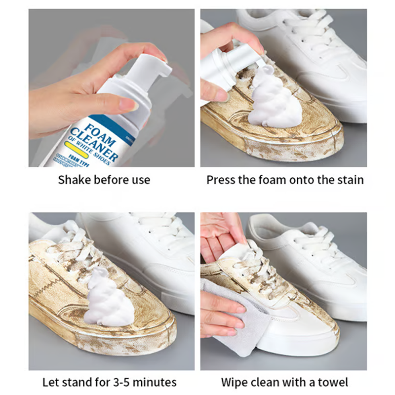 Nettoyant moussant universel portable sans rinçage pour chaussures