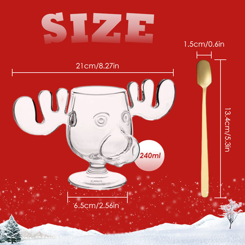 Tasse en verre unique en forme d'élan pour un Noël joyeux