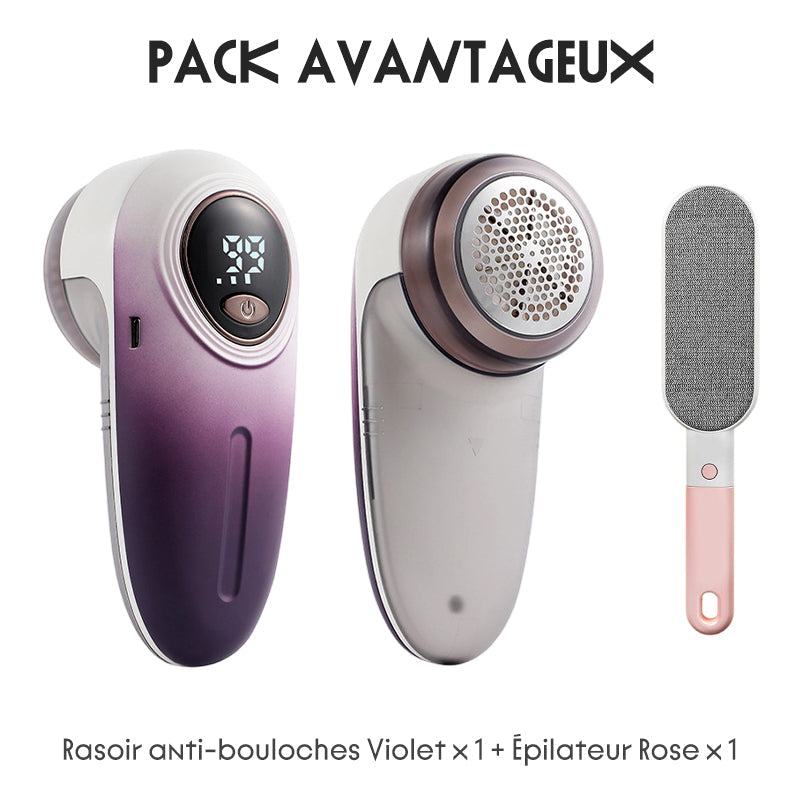 Rasoir anti-bouloches rechargeable avec écran LED