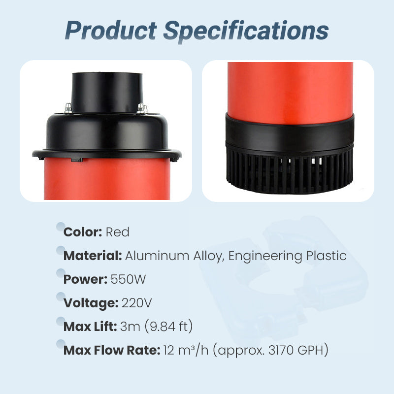 📢 50% DE RÉDUCTION ! ⏰ Aérateur et Pompe de Bassin 2-en-1 – Moteur Cuivre 550W, Débit 12m³/h & Base Flottante – Oxygénation et Irrigation pour un Écosystème Sain 🌊🐟✨