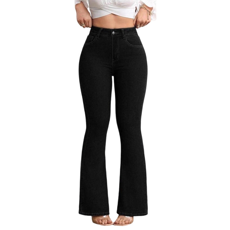 👖 49 % DE RÉDUCTION ! 💙 Jean stretch taille haute évasé pour femme – Coupe confortable, style rétro et tissu extensible 🌸