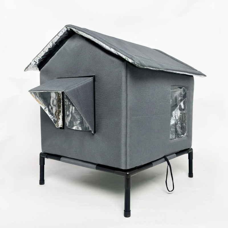 🐈 -50% ! 🌧️ Maison pour Chat Extérieure Surélevée Toutes Saisons – Oxford + Aluminium Thermique – Imperméable & Isolée – Pliable pour Confort Douillet ✨