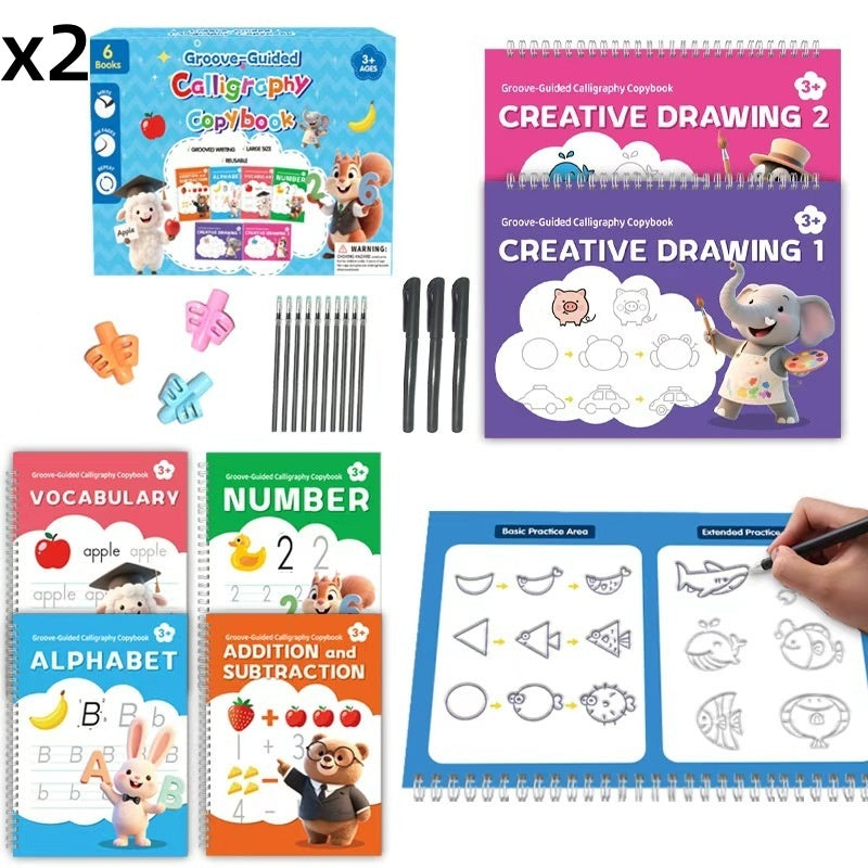 ⏰ PROMO FLASH -50% ✍️ Cahier calligraphie réutilisable, rainures de guidage, parfait pour apprendre l’écriture aux enfants 📖✨