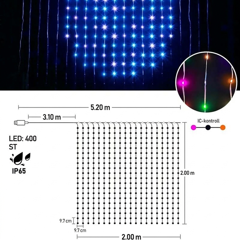 🎄✨ PROMO -50% ! Guirlande LED Rideau — Étanche, Synchronisée à la Musique & Contrôle par Application 🎵