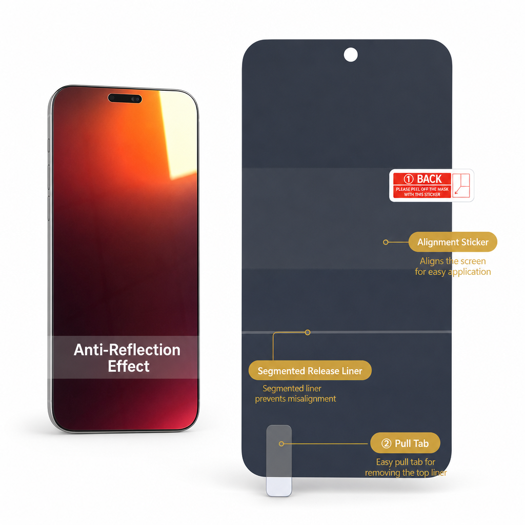Gradient Privacy Hydrogel Screen Protector Colorful Anti TPU Film with Easy Installation Positioning Sticker Compatible with 18 Pro Max 17 Air 16 15 14 Series