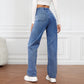 Jean délavé taille haute pour femme, pantalon en Denim polyvalent, jambe droite, Style décontracté