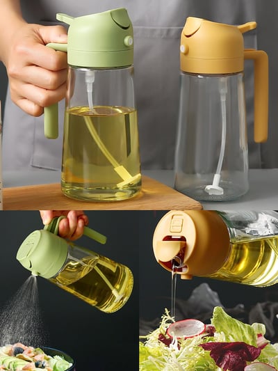 ✨💕Pulvérisateur et distributeur d'huile en verre 2 en 1/-600ml