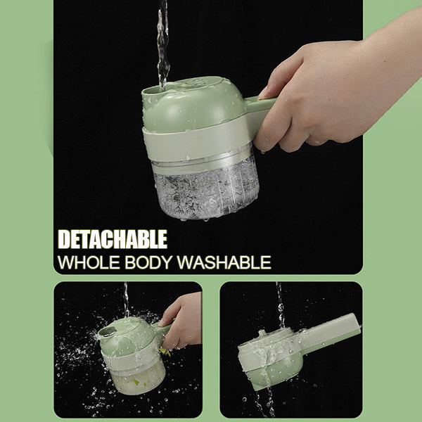 🔪 50% DE RÉDUCTION! ⚡ L'As du Cuisine Tout-en-Un – Hachoir, Éplucheur & Brosse 4-en-1 Sans Fil – Multifonction, Rapide & Indispensable 🍲