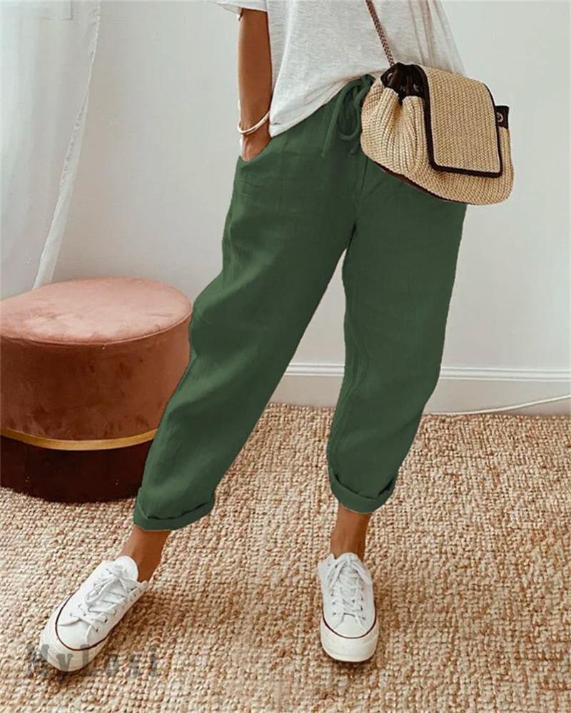 🎁 60% DE RÉDUCTION ! 👖🌿 Pantalon Décontracté en Coton et Lin pour Femme – Élégant, Respirant & Polyvalent ✨☀️