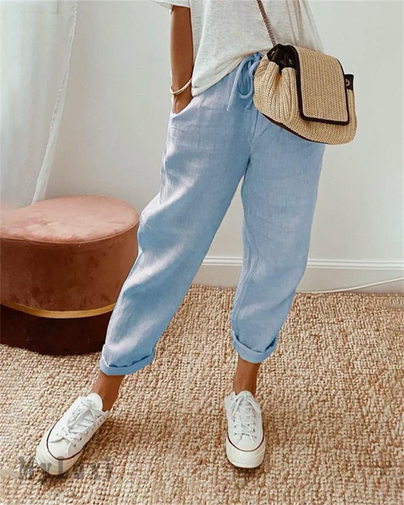🎁 60% DE RÉDUCTION ! 👖🌿 Pantalon Décontracté en Coton et Lin pour Femme – Élégant, Respirant & Polyvalent ✨☀️