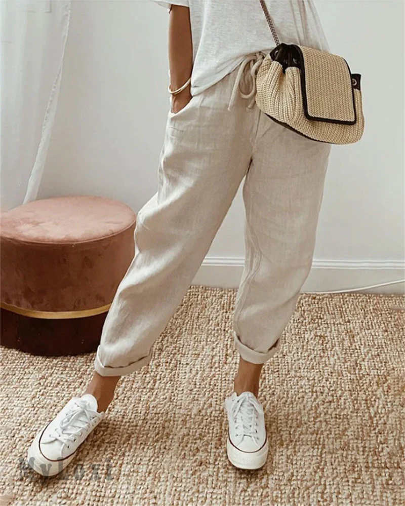 🎁 60% DE RÉDUCTION ! 👖🌿 Pantalon Décontracté en Coton et Lin pour Femme – Élégant, Respirant & Polyvalent ✨☀️