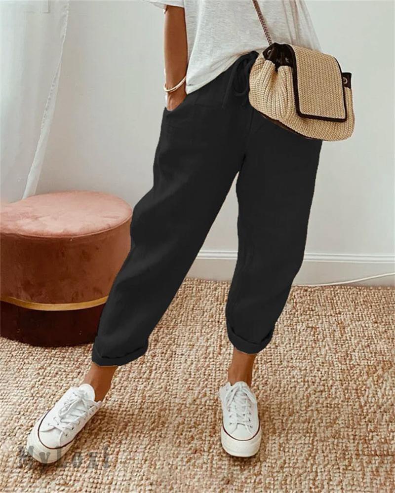 🎁 60% DE RÉDUCTION ! 👖🌿 Pantalon Décontracté en Coton et Lin pour Femme – Élégant, Respirant & Polyvalent ✨☀️