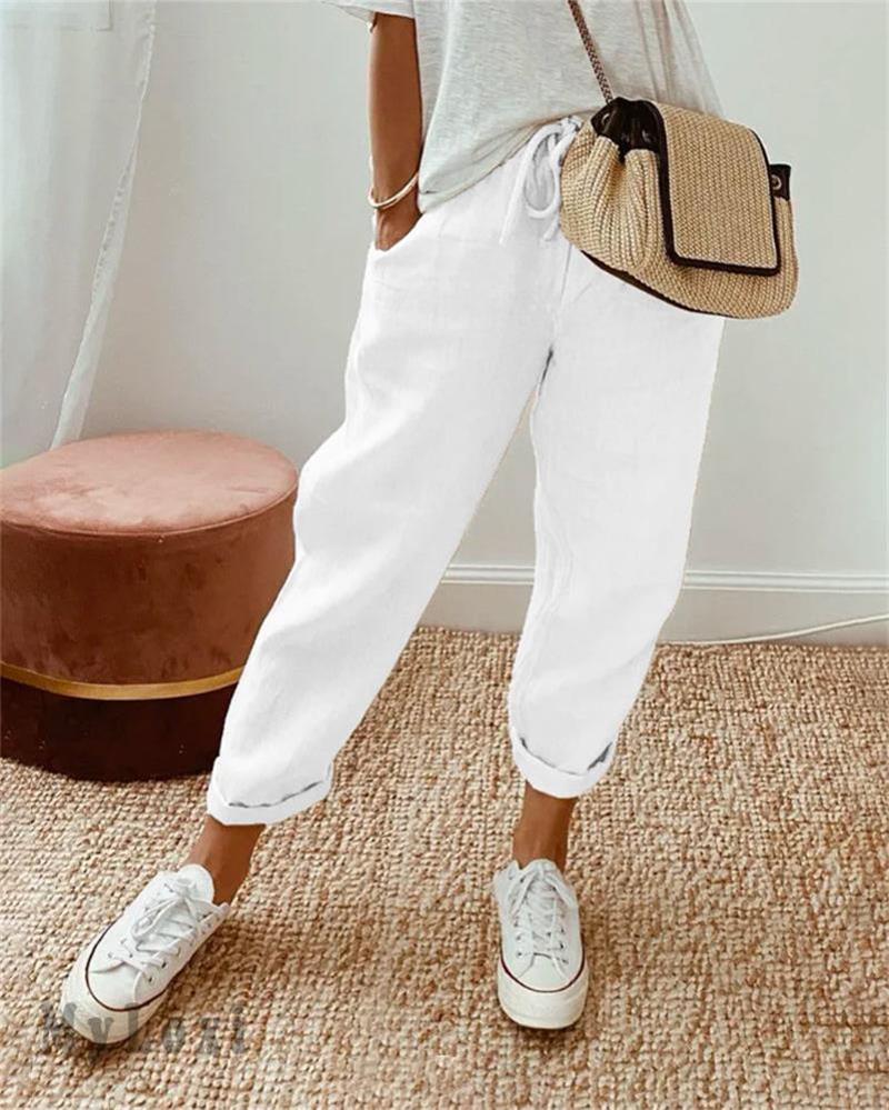 🎁 60% DE RÉDUCTION ! 👖🌿 Pantalon Décontracté en Coton et Lin pour Femme – Élégant, Respirant & Polyvalent ✨☀️