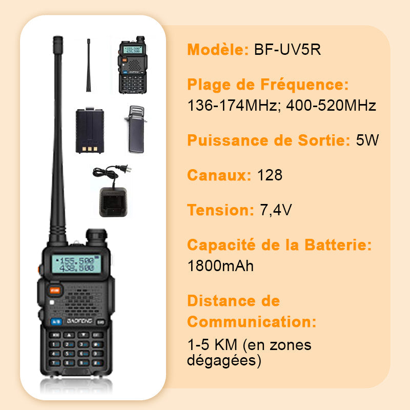 📢📢50% de réduction !!!🔥Radio amateur UV-5R longue portée UV5R Radio bidirectionnelle double bande Walkie