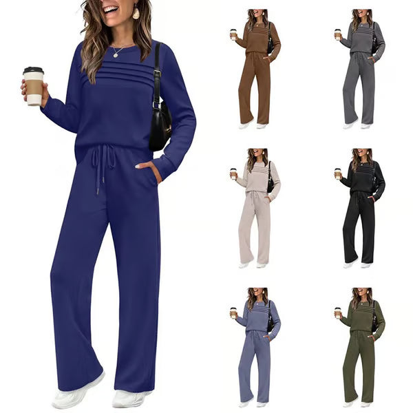 📢📢 50% de réduction !! ⏰ Ensemble Femme Confort – Haut ras du cou + pantalon à cordon ajustable 👕👖 | Doux, respirant & ultra-polyvalent ✨