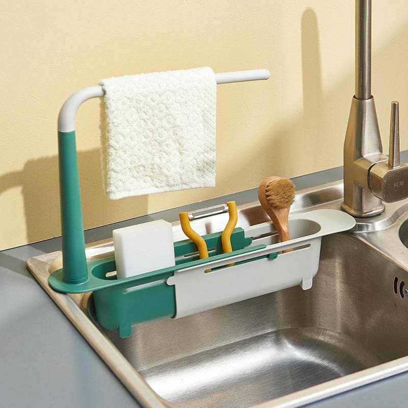 🍽️🧽 PROMO LIMITÉE 50% ! Égouttoir Évier Télescopique Portable – Longueur Réglable 32-45cm, Multifonction, Polypropylène, pour Vaisselle, Éponges & Ustensiles ✨